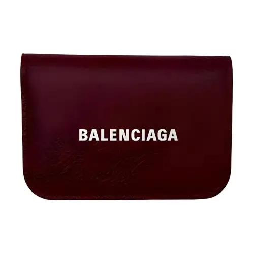 Balenciaga Calfskin Wallet Women's Brick Red