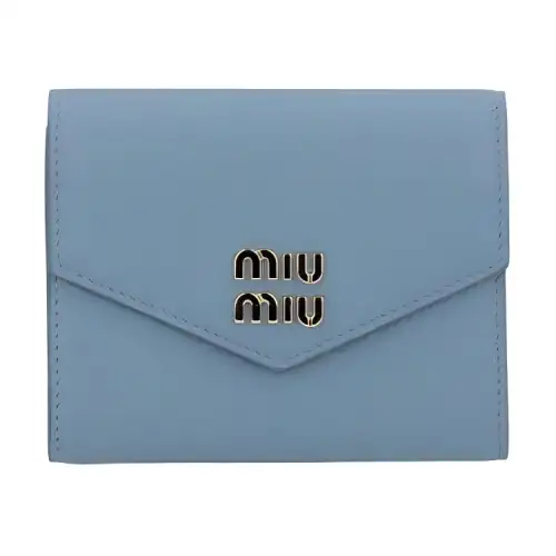 MIU MIU Leather Wallet Women's Haze Blue
