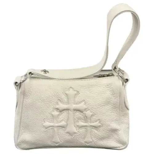Chrome Hearts Leather Shoulder Bag, Chicken Nugget Bag, Handbag, Shoulder Bag Women's White