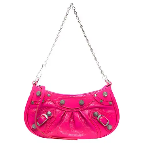 Balenciaga Le Cagole Sheepskin Crescent Bag Dumpling Bag Crescent Bag Handbag Mini Women's Bright Pink