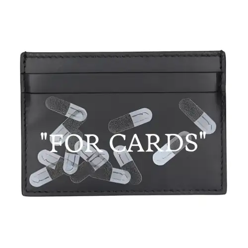 OFF WHITE Calfskin Card Holder Card Holder Men's Black & White
