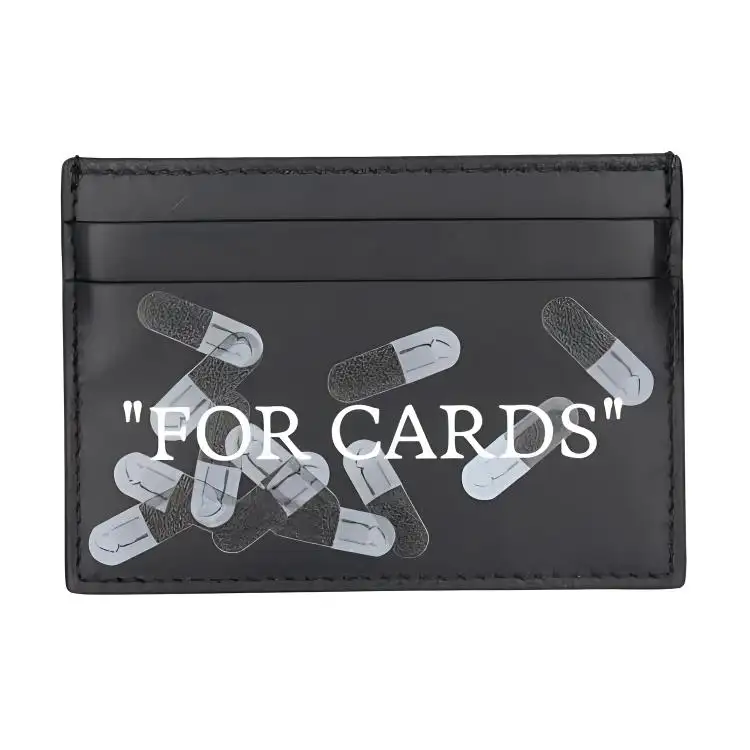 OFF WHITE Calfskin Card Holder Card Holder Men's Black & White