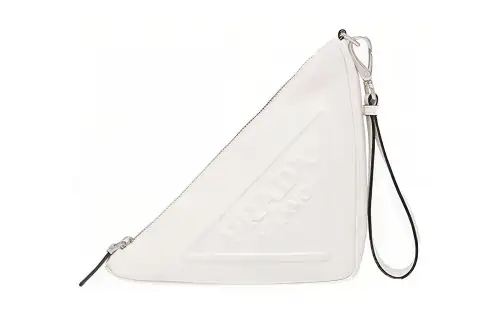 PRADA Saffiano Nappa Sheepskin Clutch Women's White