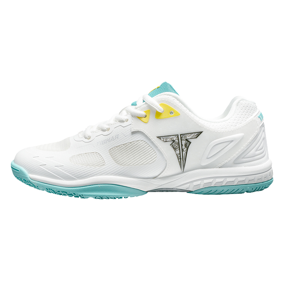 TIBHAR Cushioning Slip Resistant Abrasion Resistant Functionality Table Tennis Shoes Unisex White Lake Blue