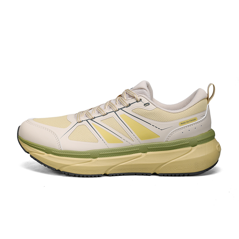PEAK Cushioning Slip Resistant Abrasion Resistant Low top Trail Running Shoes Men’s Beige Yellow Green