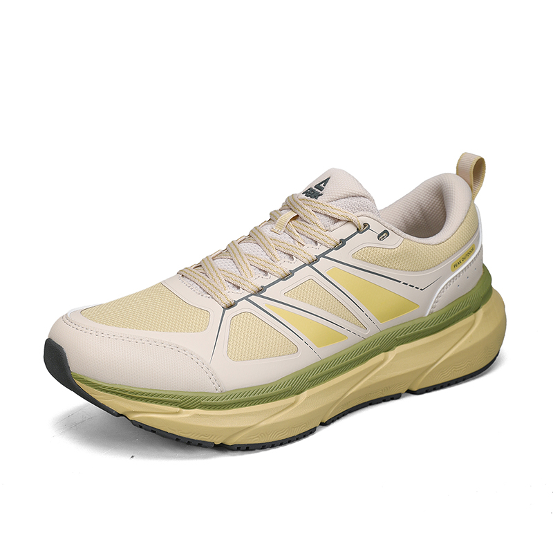 PEAK Cushioning Slip Resistant Abrasion Resistant Low top Trail Running Shoes Men’s Beige Yellow Green