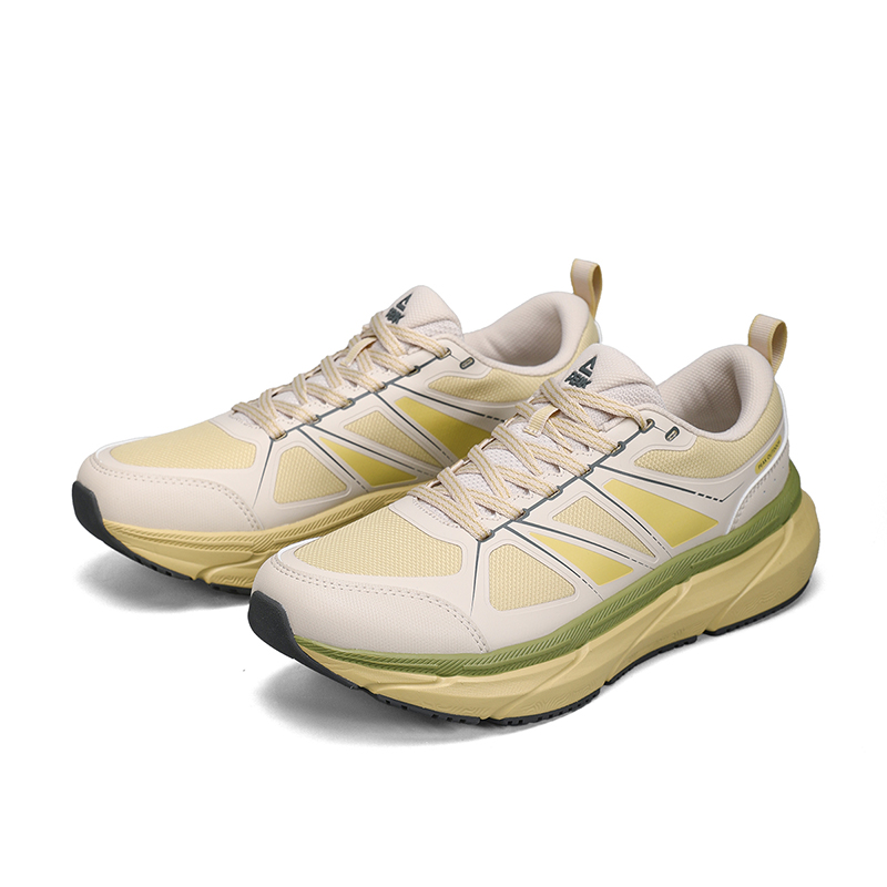PEAK Cushioning Slip Resistant Abrasion Resistant Low top Trail Running Shoes Men’s Beige Yellow Green