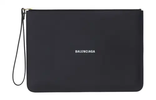 Balenciaga Cow Leather Clutch Men's Black