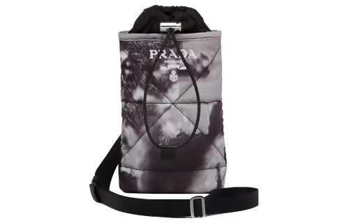PRADA Recycled Nylon Crossbody Bag With Cell Phone Pouch Men's Cloud Gray