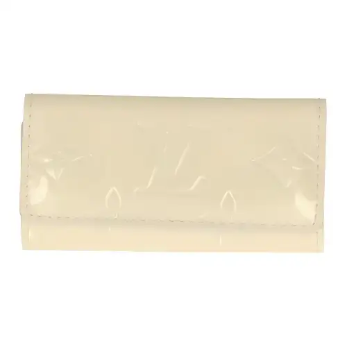 LOUIS VUITTON Patent Leather Calfskin Wallet Key Pouch Unisex White