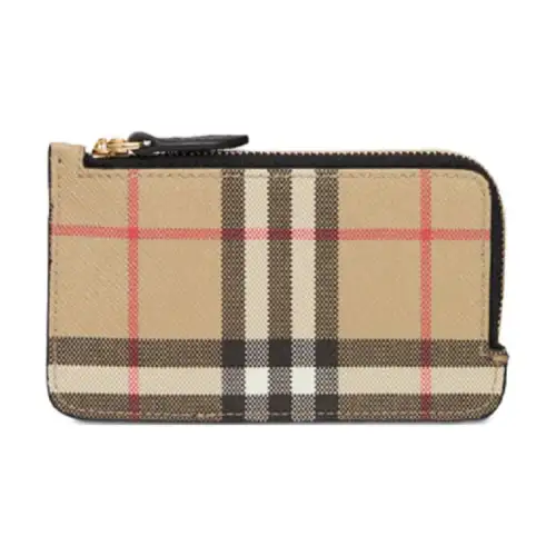Burberry Vintage Check Zip Around Card Holder Beige/Multi