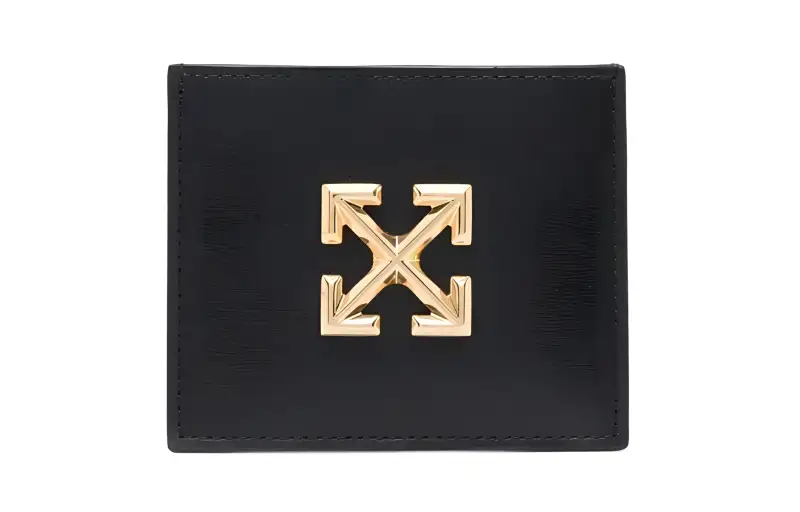 OFF WHITE Calfskin Card Holder Women's Black