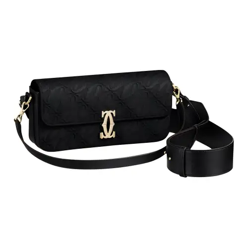CARTIER Calfskin Crossbody Bag, Shoulder Bag Women's Black