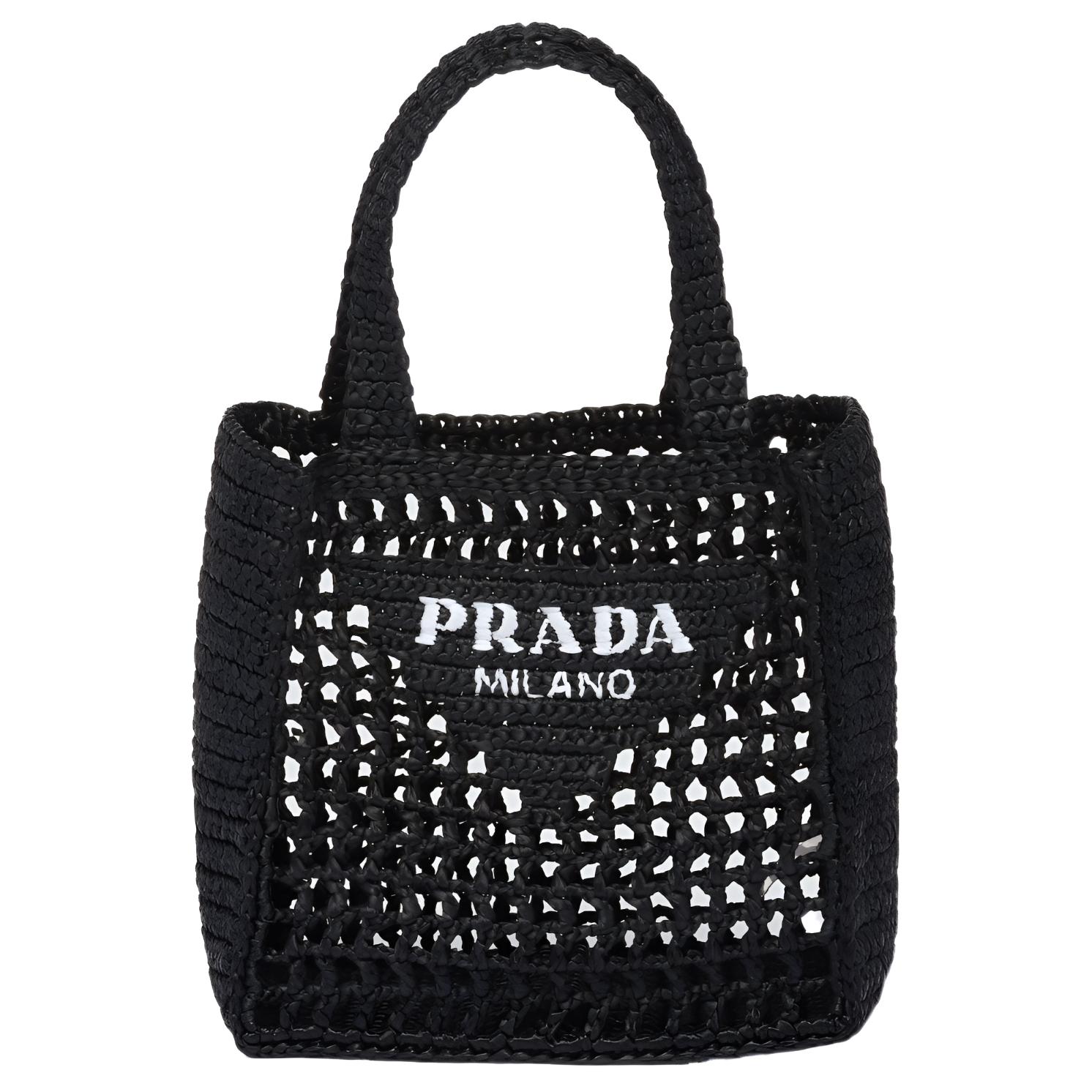 Женская сумка Prada Рафия (черная)