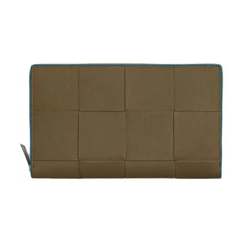Bottega Veneta Grain Calfskin Wallet Men's Clay Brown & Dark Pacific Blue
