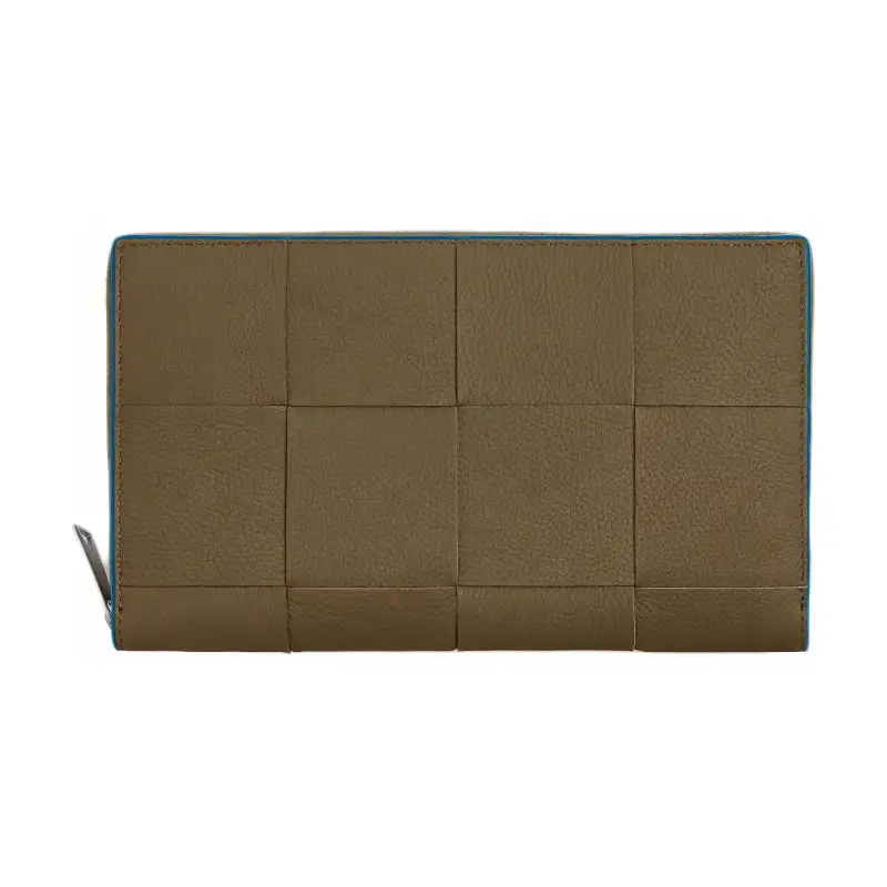 Bottega Veneta Grain Calfskin Wallet Men's Clay Brown & Dark Pacific Blue