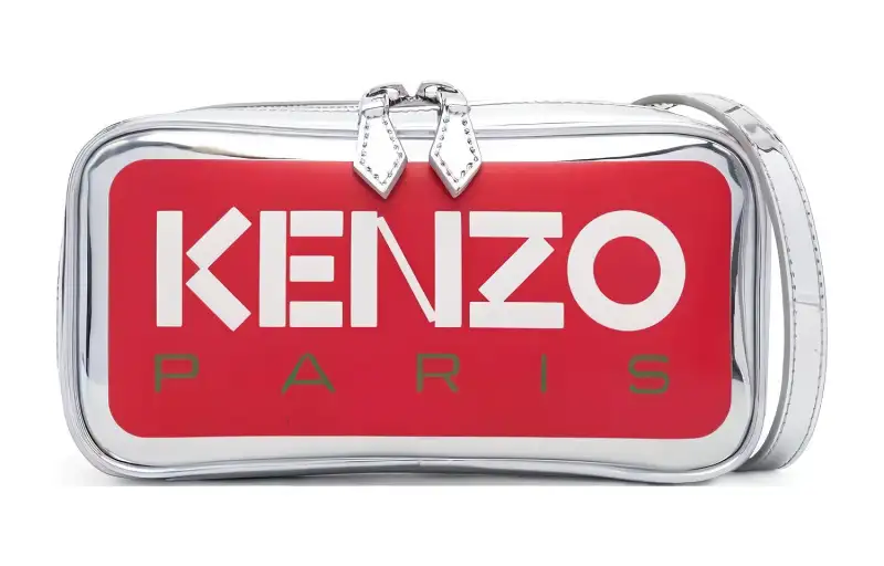 Kenzo logo-print metallic messenger bag