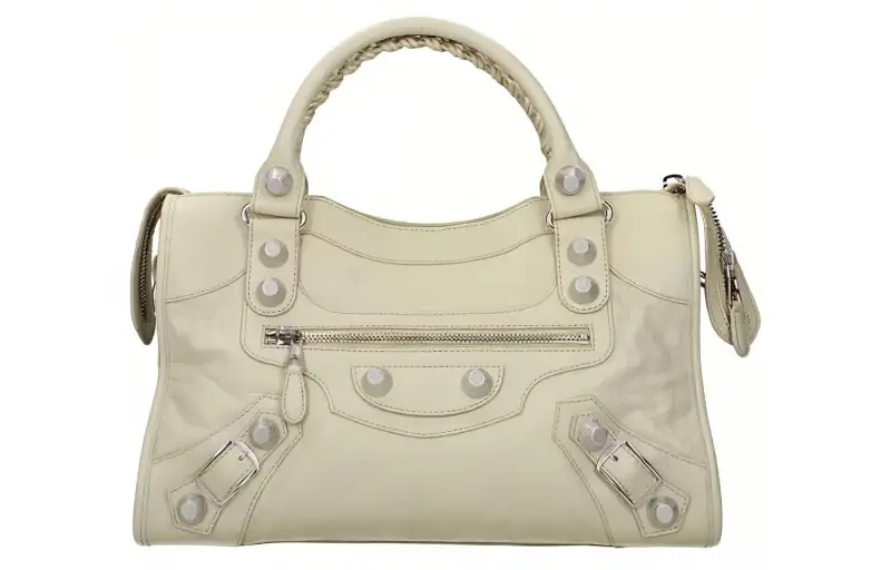 Balenciaga Luggage Collection Studs Leather Handbag Women's Light Umber