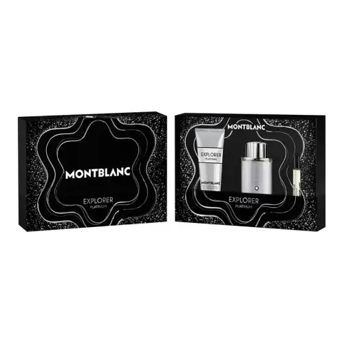 MONTBLANC Platinum perfume, wooden fragrant set, shower gel, woody notes, 100 ml, 100 ml, 7.5 ml