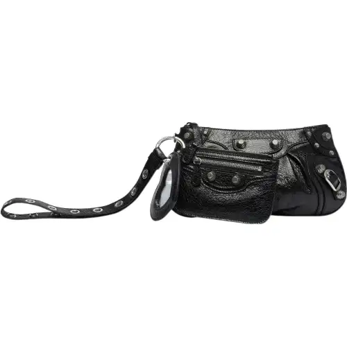 Balenciaga Le Cagole Fine Grained Sheepskin Storage Bag Women's Black