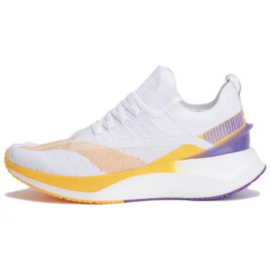 LINING YueYing Element Running Shoes Men Low-Top Standard White/Fluorescent Orange/Purple