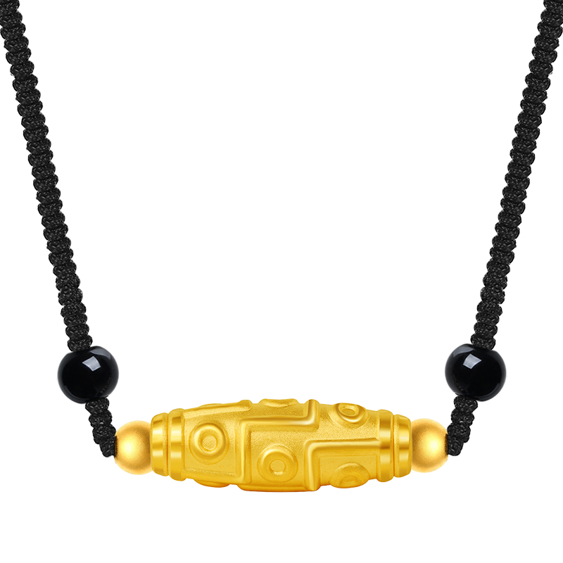 KING SIZE JEWELRY Jinshang Jewelry Tibetan Sacred Objects Fashion Trend Nine-Eyed Dzi Beads Gold Necklace for the Year of the Zodiac Transshipment Gold Beads Pass Road #Good Luck Pure Gold Agate Priced by the Gram Necklace Same Style for Men and Women Couples