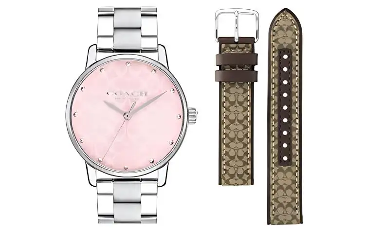 COACH Wrist Watches Quartz Movement Stainless Steel Strap 32mm Pink Watch Dial Women's Watch 30m Water Resistant