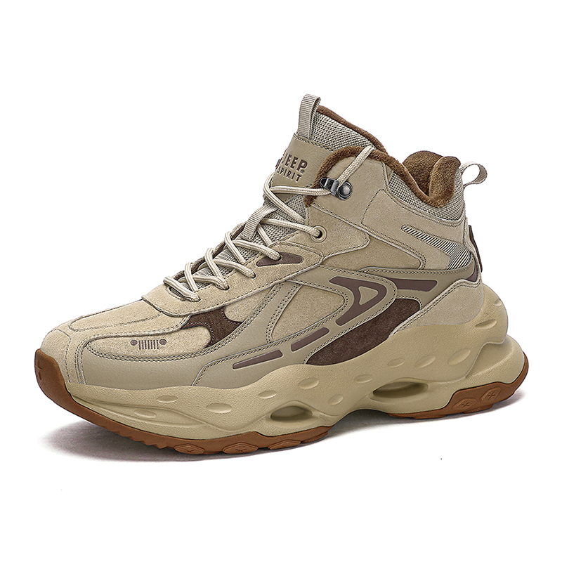 JEEP SPIRIT Abrasion Resistant Waterproof Coverage Height Increasing High top Outdoor Shoes Men’s Natural Deer