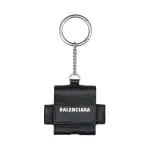 Balenciaga Grain Calfskin Earphone Case Women's Black