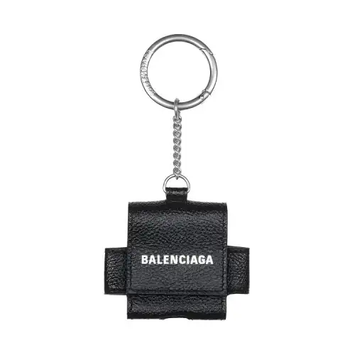 Balenciaga Grain Calfskin Earphone Case Women's Black