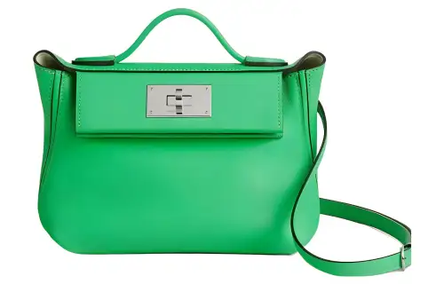 HERMES 24/24 Evercolor & Swift Calfskin Handbag Mini Women's Comic Green