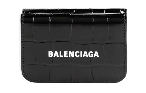 Balenciaga Cash Magnetic Closure Cow Leather Wallet Mini Unisex Black