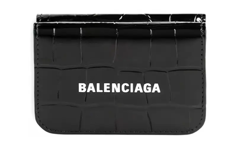 Balenciaga Cash Magnetic Closure Cow Leather Wallet Mini Unisex Black