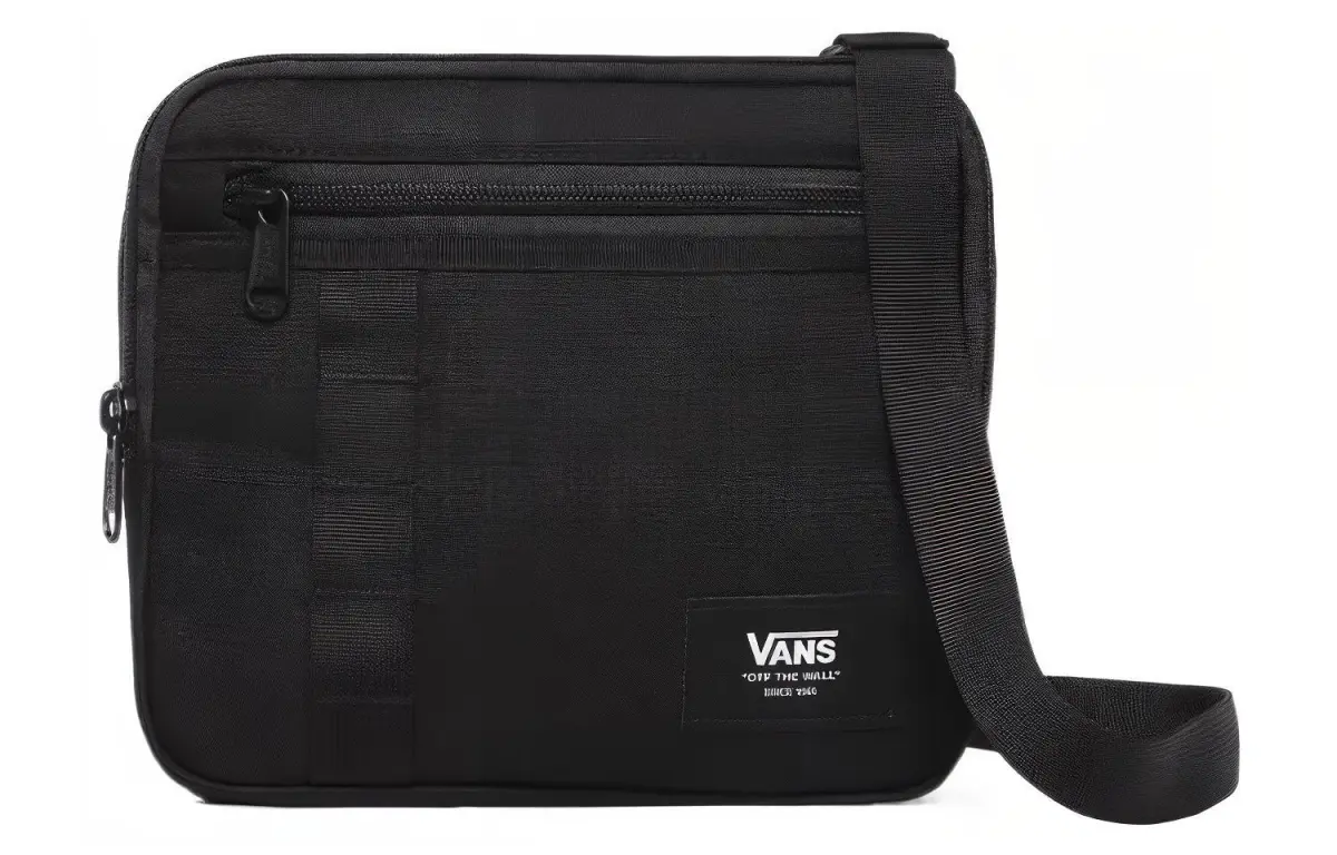 Vans Nylon Fabric Shoulder Bag, Crossbody Bag Regular Unisex Pure Black