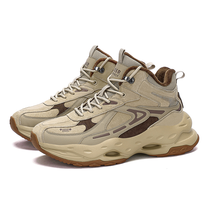 JEEP SPIRIT Abrasion Resistant Waterproof Coverage Height Increasing High top Outdoor Shoes Men’s Natural Deer