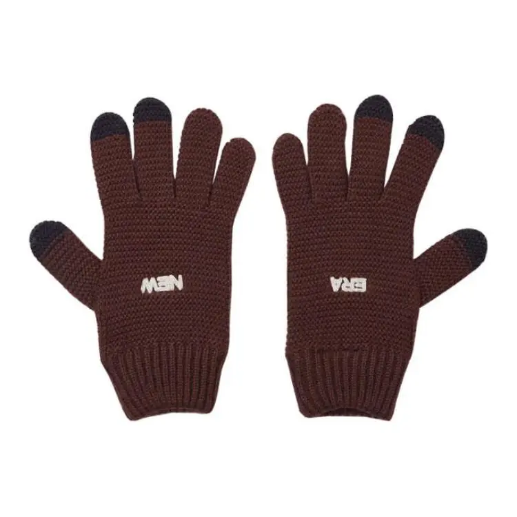 New Era Acrylic Knit Gloves Unisex Brown