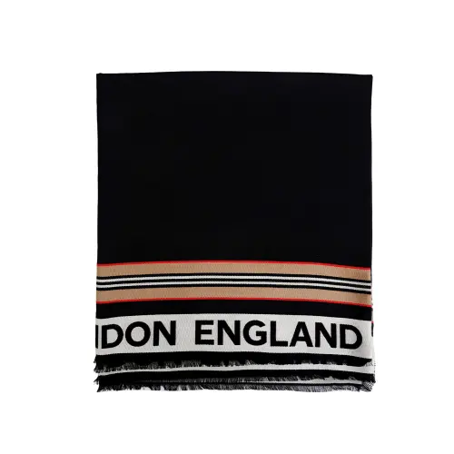 Burberry Cotton Knit Scarves Men's Black