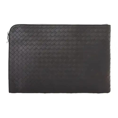 Bottega Veneta Cow Leather Clutch Men's Dark Coffee