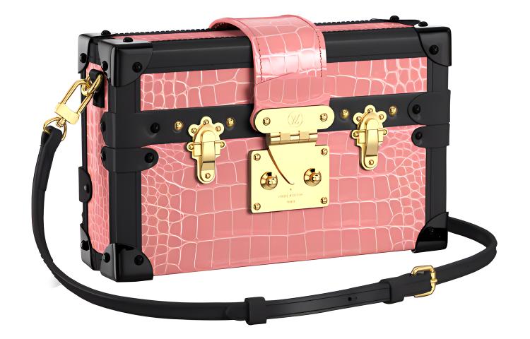 LOUIS VUITTON Removable adjustable glossy straps, box, small clutch bag, shoulder bag, fuchsia one-shoulder bag, crocodile