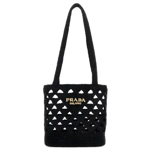 PRADA Straw Handbag Women's Black