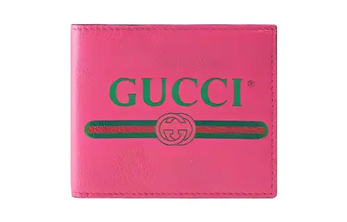 GUCCI Leather Wallet Unisex Bright Pink