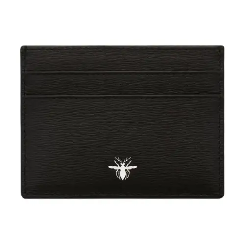 DIOR Calfskin Card Holder Card Holder Card Holder Unisex Black