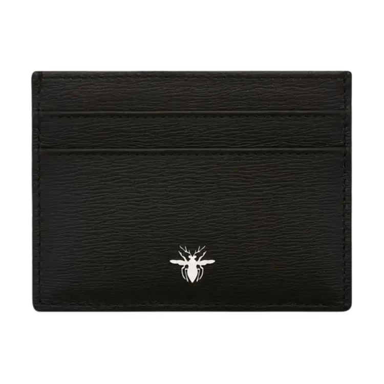 DIOR Calfskin Card Holder Card Holder Card Holder Unisex Black