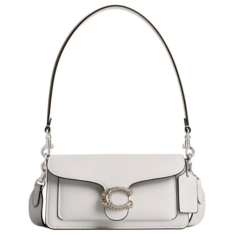 COACH Tabby Cow Leather Handbag, Shoulder Bag Small Women's Pink White