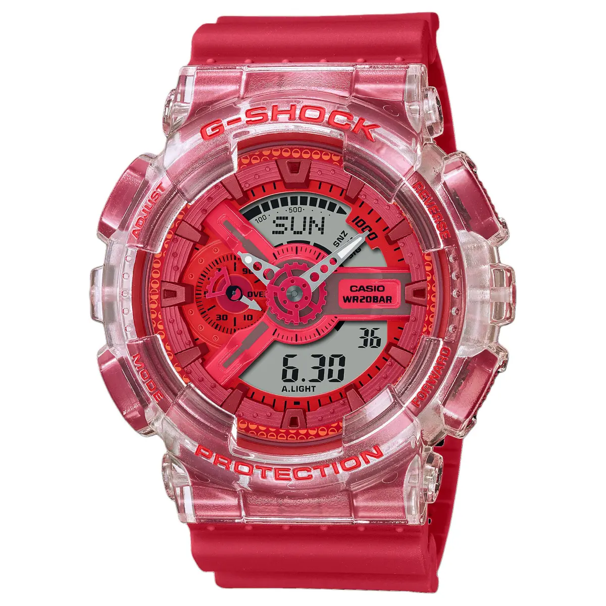 CASIO Unisex Liquid Crystal/Analog Dual Display Series Red Watch GA-110GL-4A