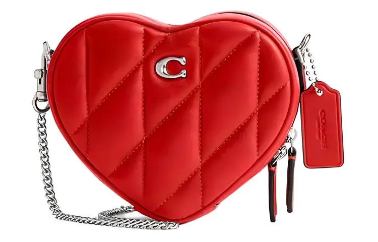 COACH Heart Sheepskin With Cow Leather Shoulder Bag, Crossbody Bag Mini Women's Red