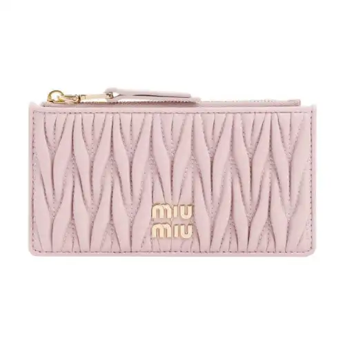MIU MIU Matelassé Leather Wallet Women's Pink