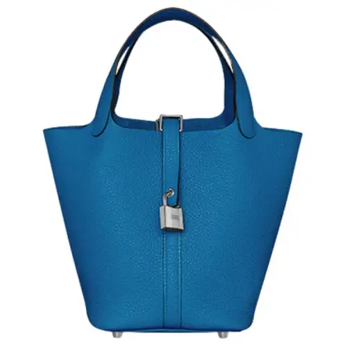 HERMES Picotin Lock Maurice Bullock Leather Basket Bag, Bucket Bag, Handbag 18 Women's I7 Bleu Zellige Mosaics Blue