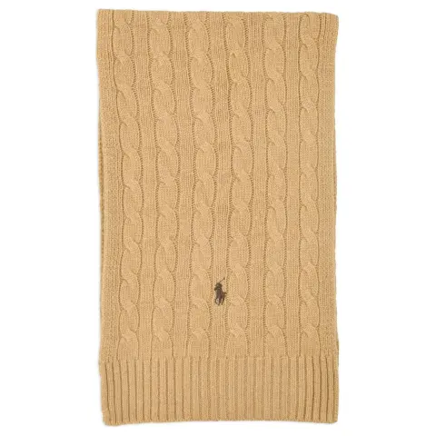 Polo Ralph Lauren Logo-Embroidered Cable-Knit Scarf