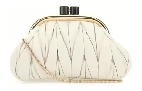 MIU MIU BELLE Sheepskin Clutch Women's White